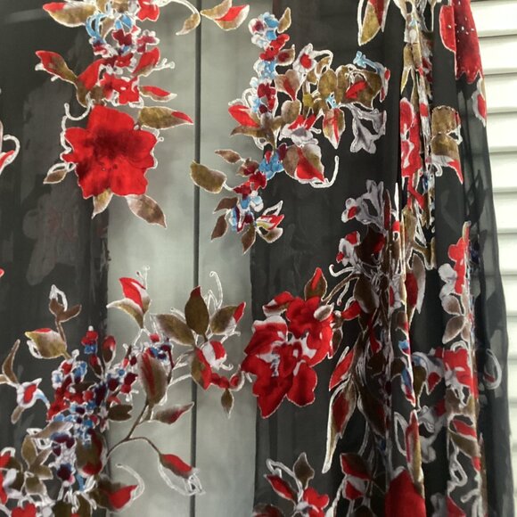 XSCAPE Silk Burnout Velvet Kimono Cardigan Jacket Women Plus Size 20W Long Flowe - Picture 7 of 16